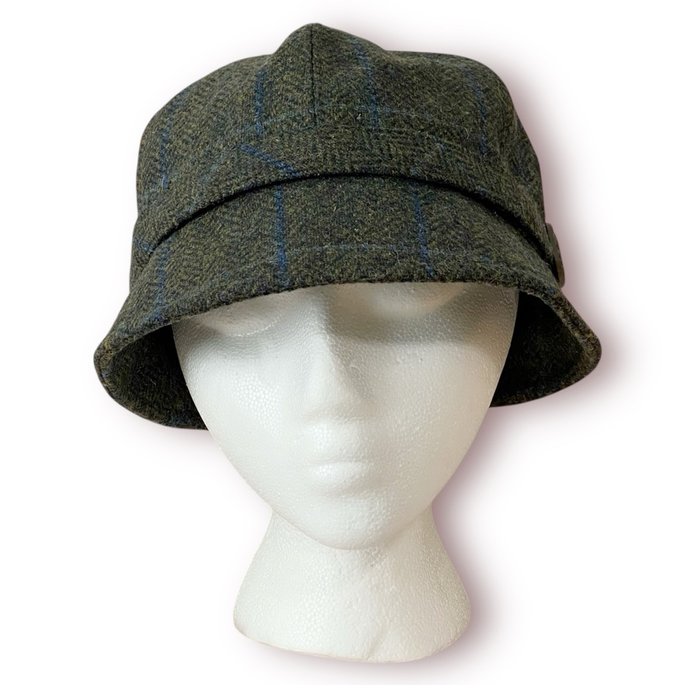 MUCROS WEAVERS Jaunty Women’s Flapper Cloche Hat Irish Wool Grayish Green Tweed - Picture 6 of 13